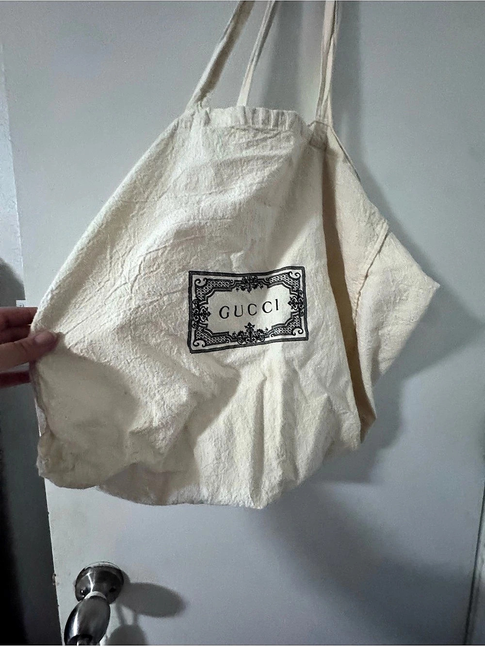 Gucci Oversized Natural Canvas Museum Tote Cream